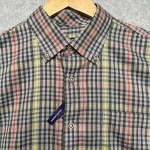 Johnnie-O Mens Gunner Plaid Button Down Shirt Light Gray JMWL100510 NWT Medium